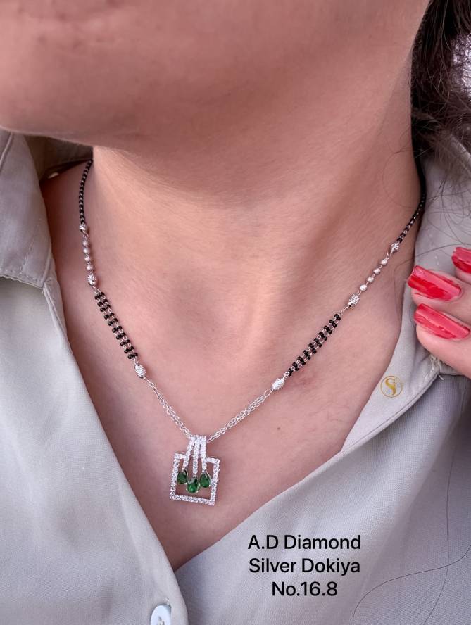 AD Diamond Fancy Rose Gold And Silver Dokiya Mangalsutra 7 Wholesale shop In Surat
